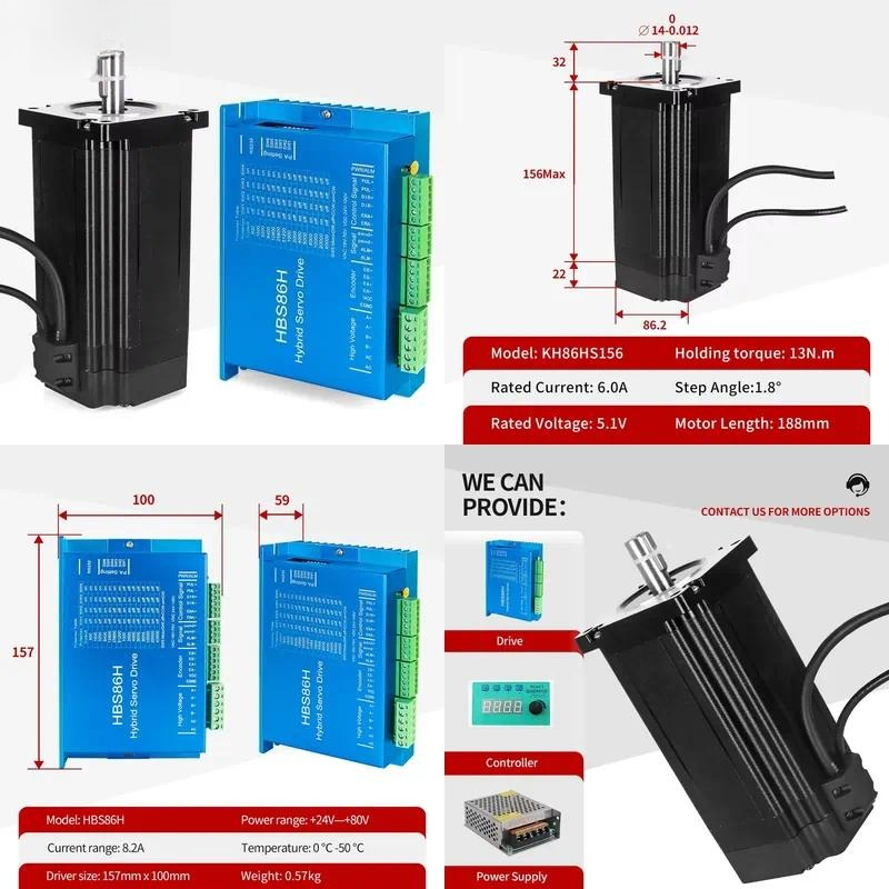 Stepper Motor Nema 34 Closed Loop - Комплект гибридного шагового двигателя Kaihong 86x86x156+22