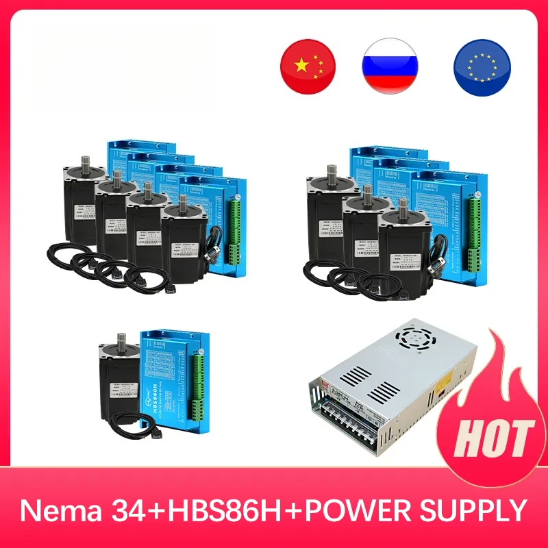 Stepper Motor Nema 34 Closed Loop - 4-осевой комплект шагового двигателя Nema34 4,5N