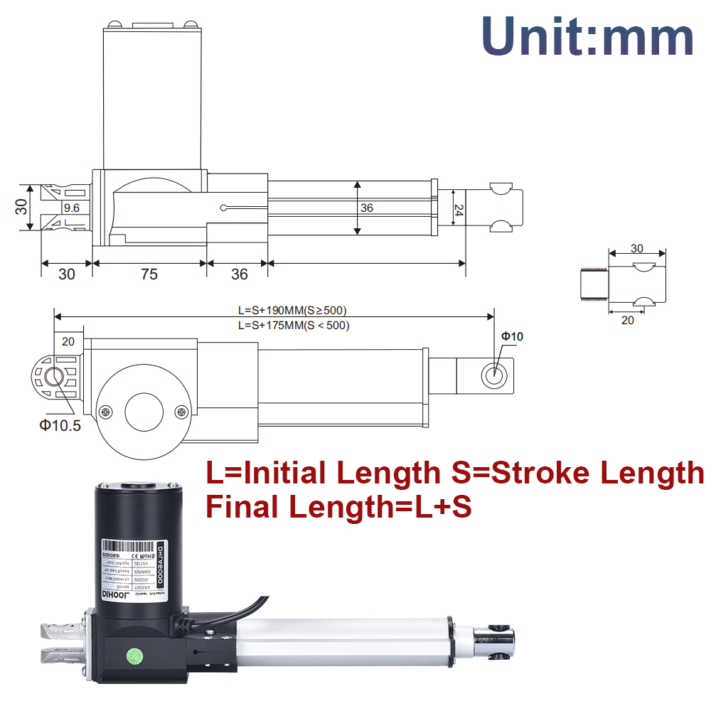 Электрический линейный привод  – обзор и цена Linear Actuator Electric 1000Mm