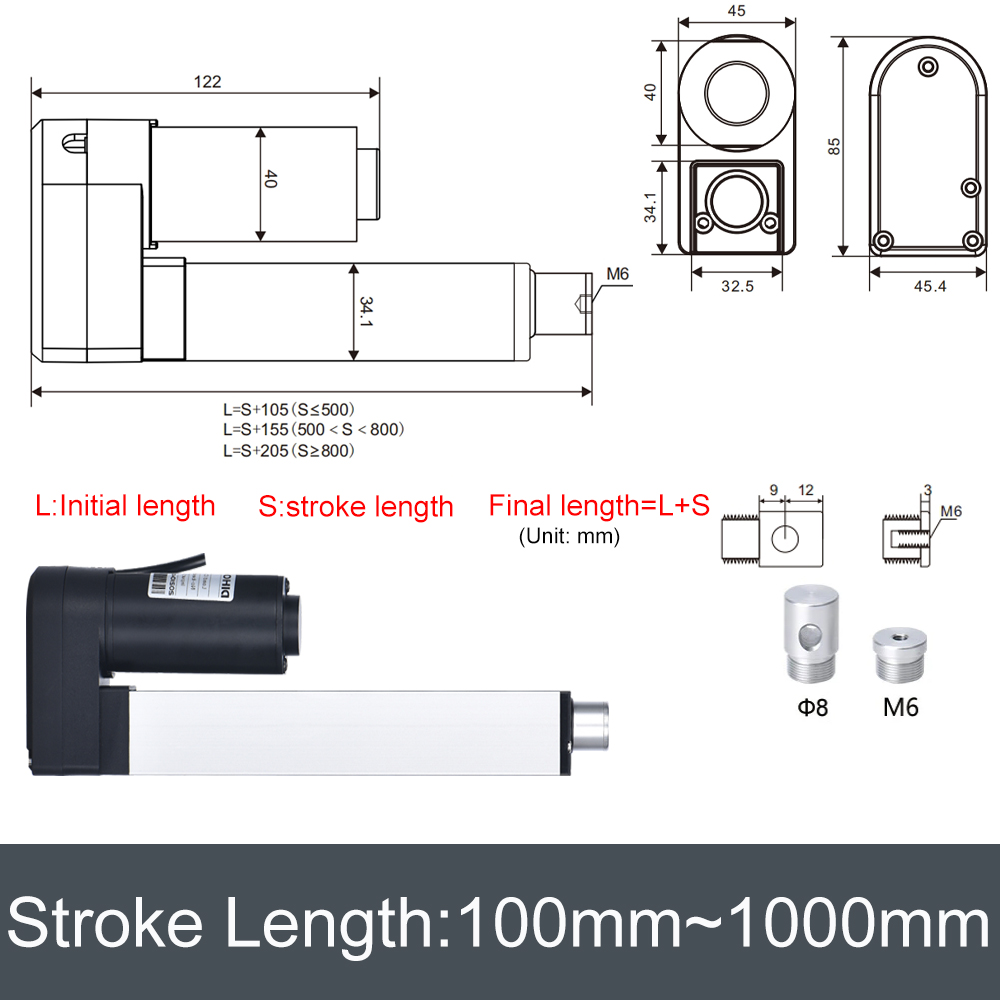 Линейный привод DHLA1300-A2 DC – обзор и цена Linear Actuator Electric 1000Mm