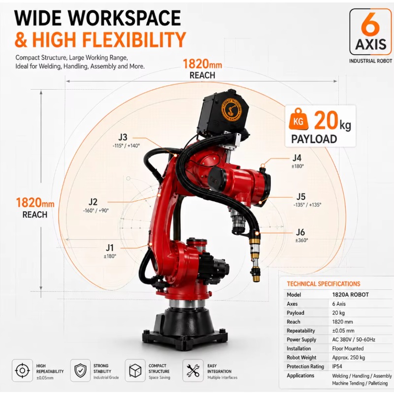 Высокоточный 6-осевой промышле – обзор и цена Industrial Robot Arm 20Kg Payload
