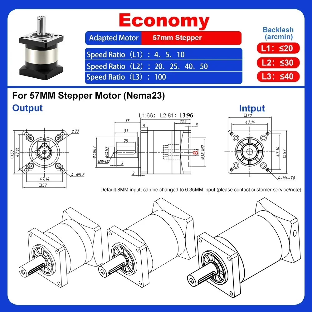 Планетарный редуктор 6.35/8 мм – обзор и цена Planetary Gearbox Nema 23