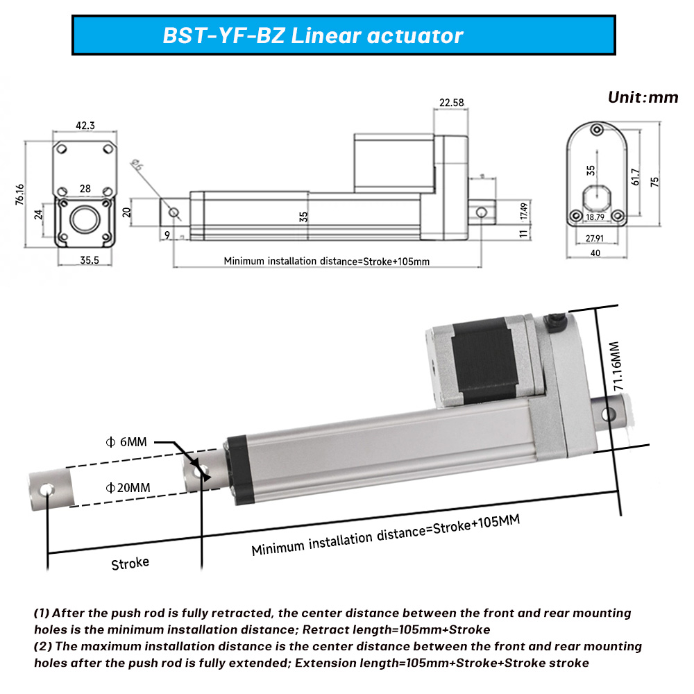 Высокоточный линейный привод,  – обзор и цена Linear Actuator Electric 1000Mm